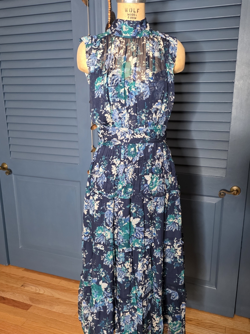 Derek Lam 10 Crosby Junia Floral Tapestry Maxi Dress Navy Size 6 NWT